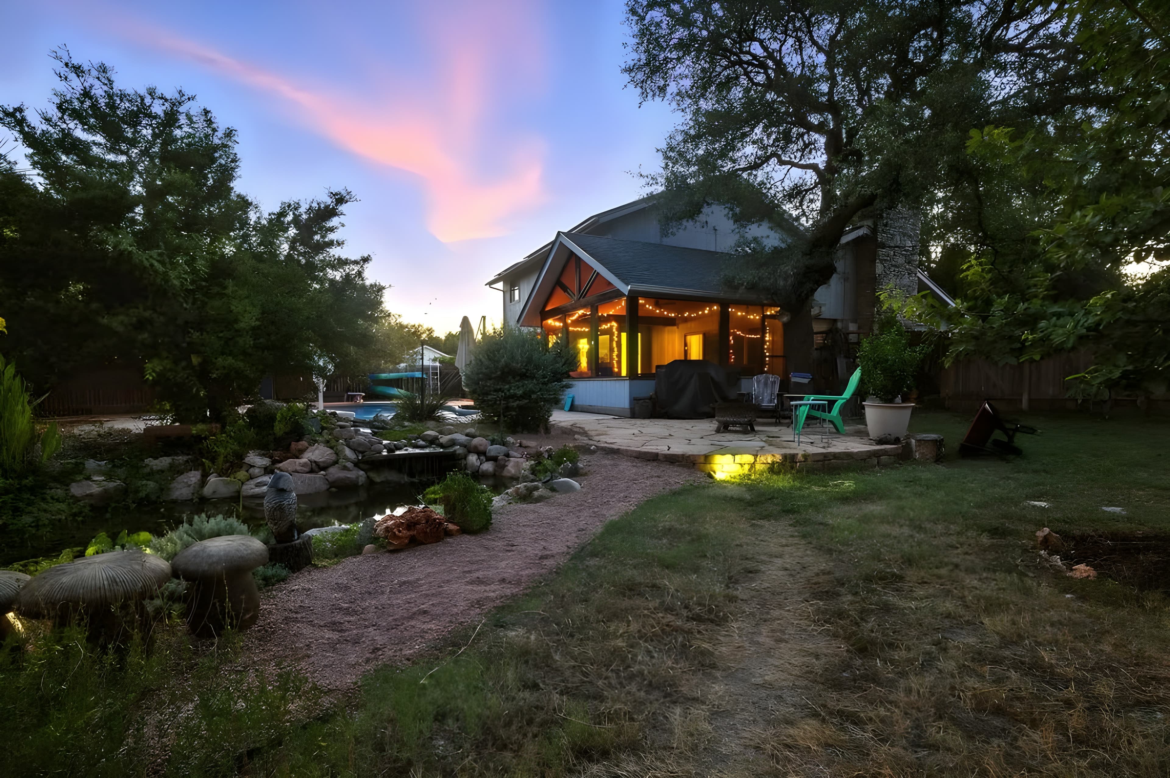 Beautiful property photographed at twilight